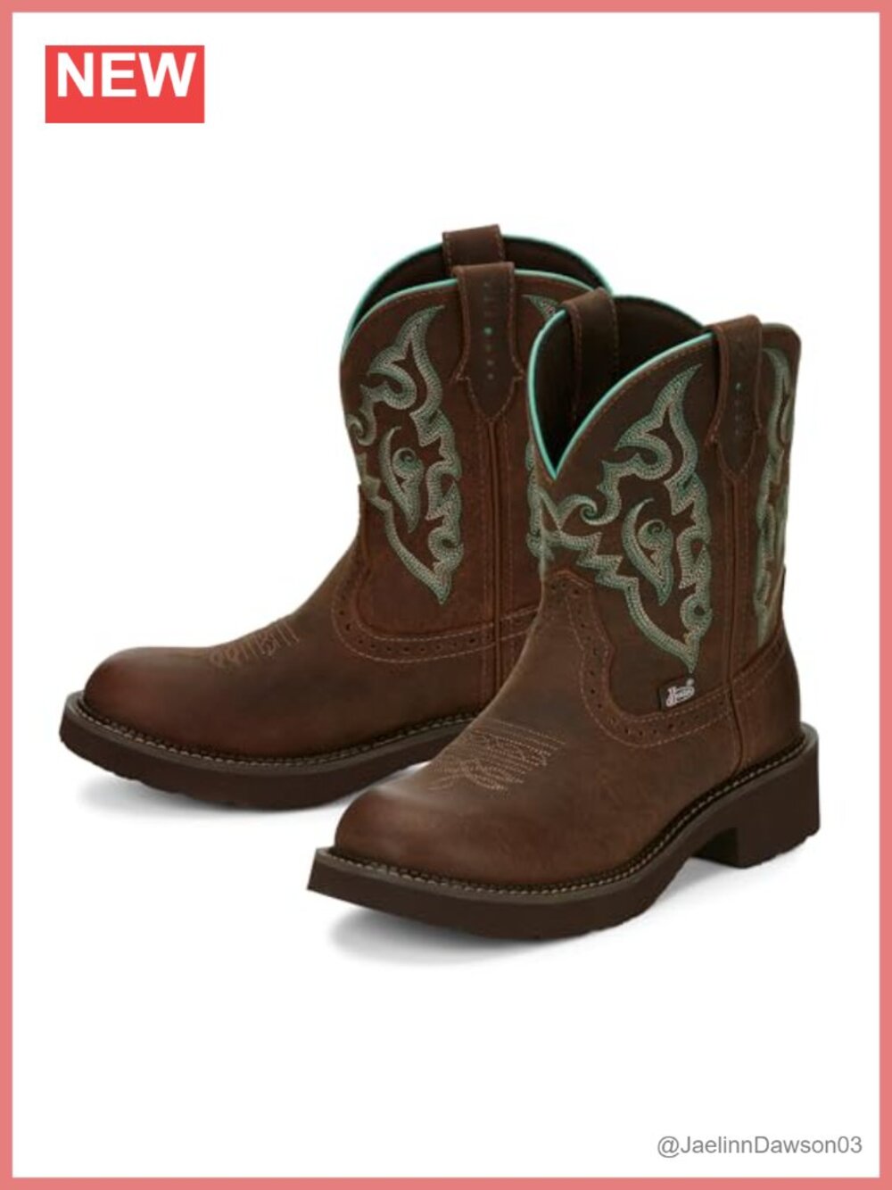 Women's Round Toe Leather Pull-On Ankle Cowgirl Boots